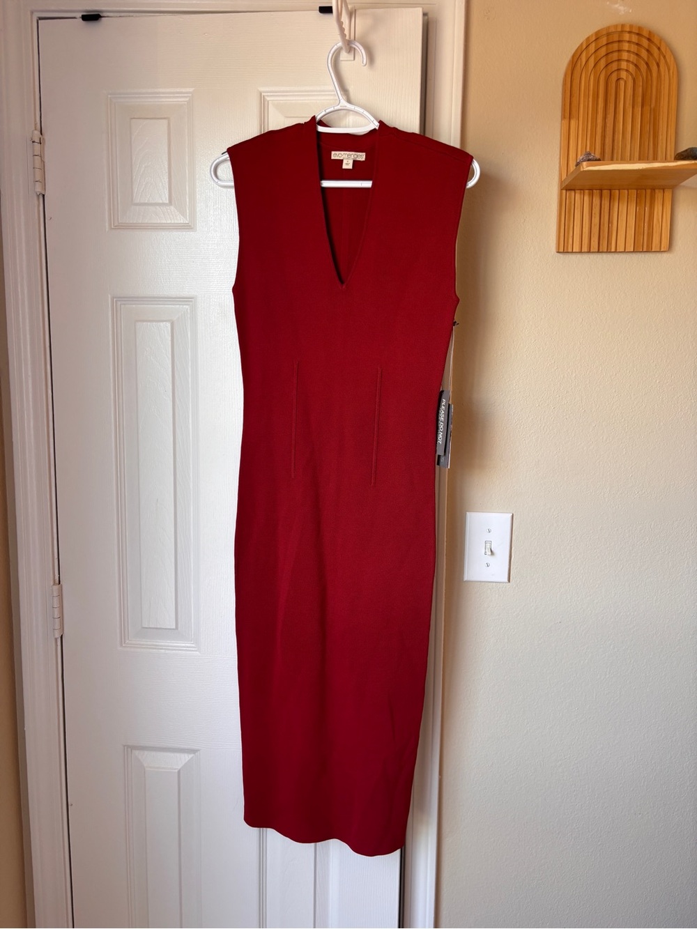 eva mendes for New York & Company Red Sleeveless V-Neck Sheath Dress